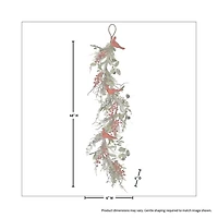 Cardinal Evergreen and Berries Christmas Garland
