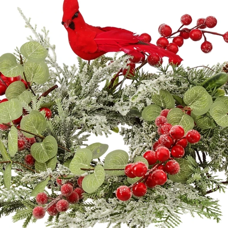 Cardinal Evergreen Christmas Wreath