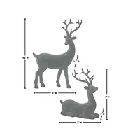 Flocked Black Deer Figurines, Set of 2
