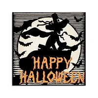 Happy Halloween Witch Bat Canvas Art Print