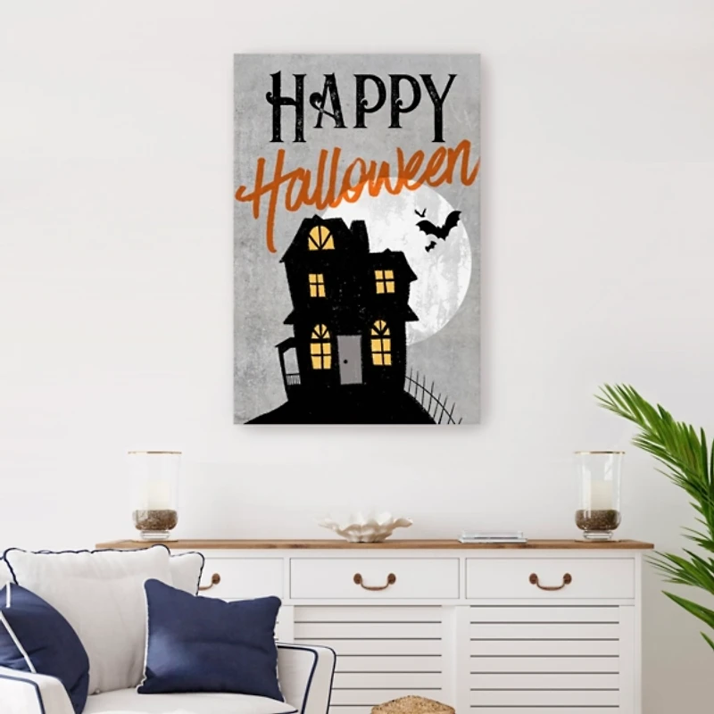 Happy Halloween Haunted House Canvas Print, 24x36