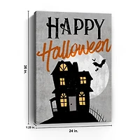 Happy Halloween Haunted House Canvas Print, 24x36