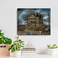Haunted House Scene Canvas Art Print