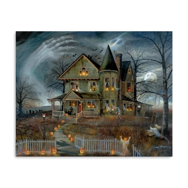 Haunted House Scene Canvas Art Print