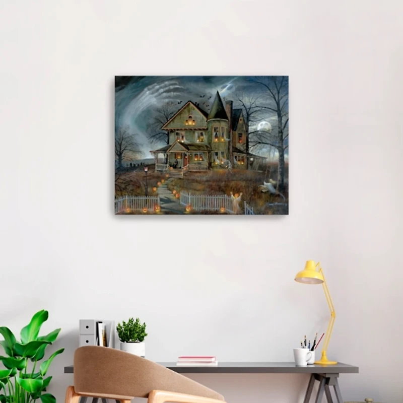 Haunted House Scene Canvas Art Print, 30x24