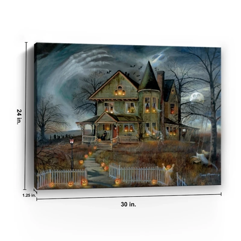 Haunted House Scene Canvas Art Print, 30x24