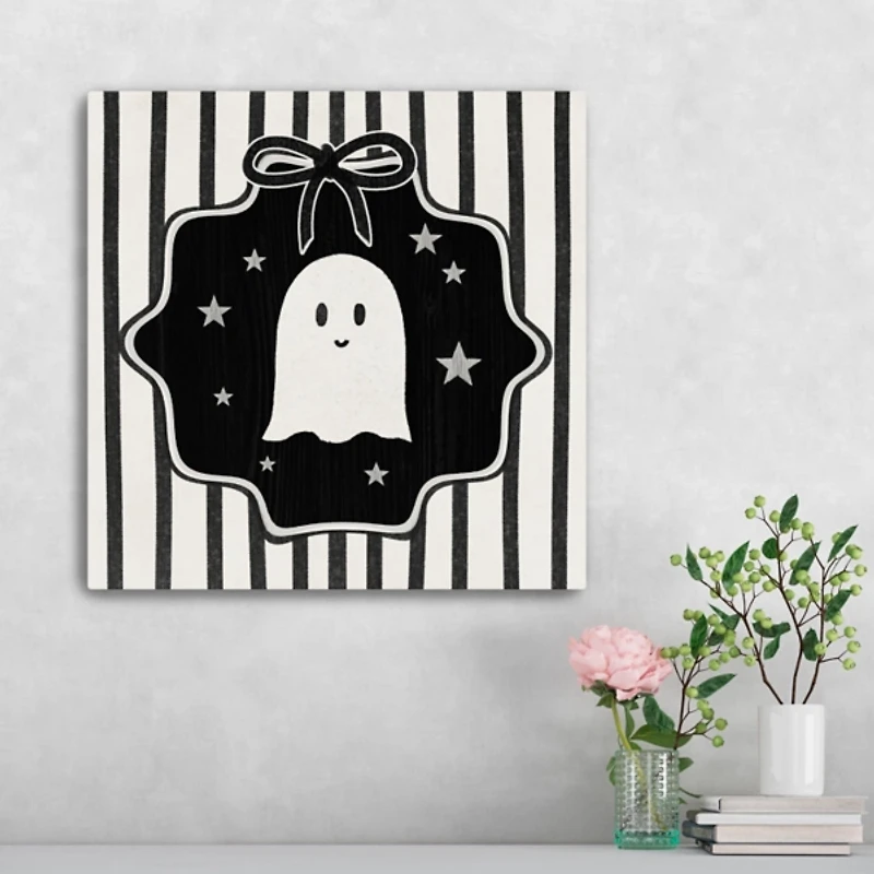 Black & White Friendly Ghost Canvas Art Print