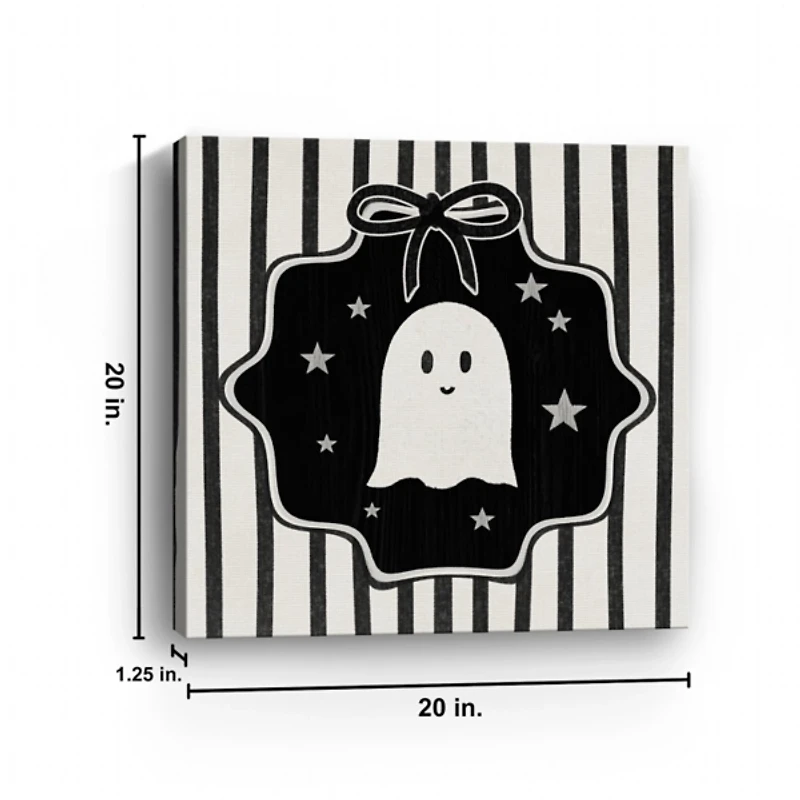 Black & White Friendly Ghost Canvas Art Print