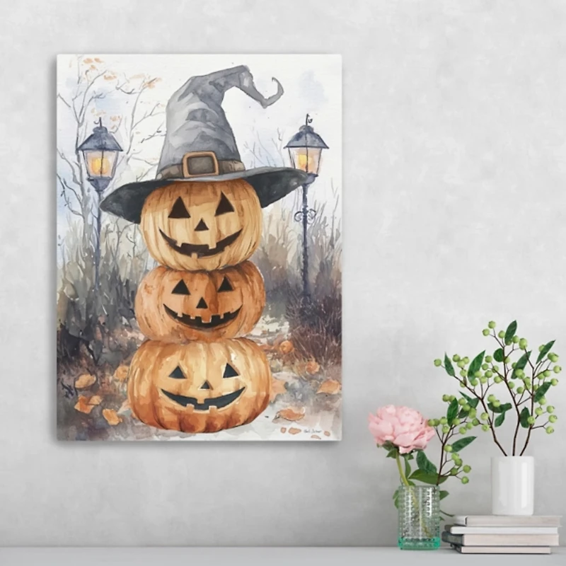 Jack O Lantern Stack Canvas Art Print, 18x24