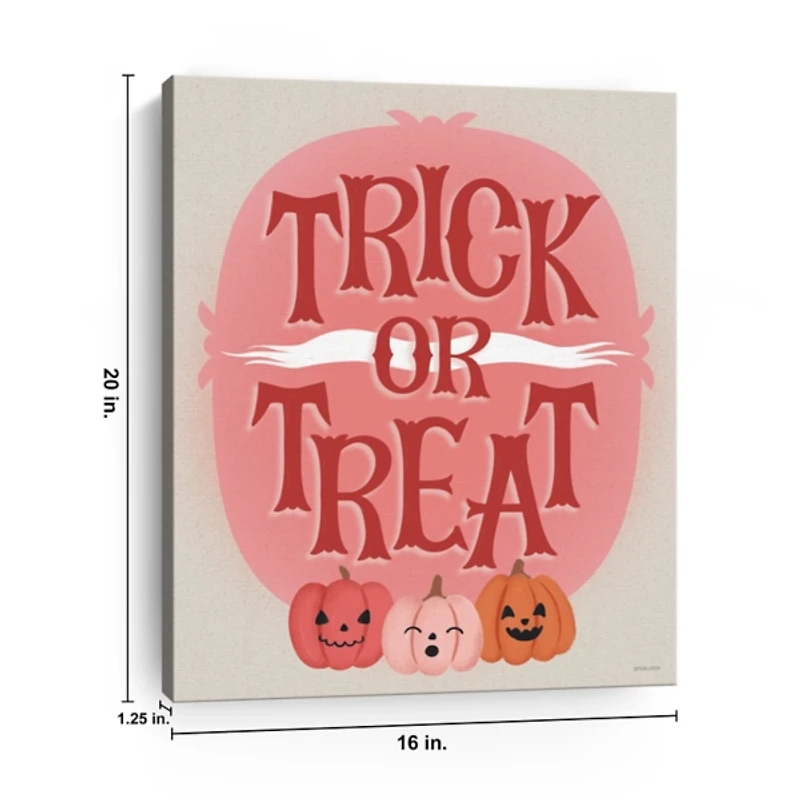 Pink Pumpkin Trick or Treat Canvas Art Print