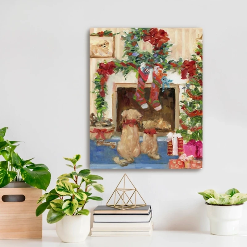 Santa Watch Puppies Canvas Art Print, 16x20