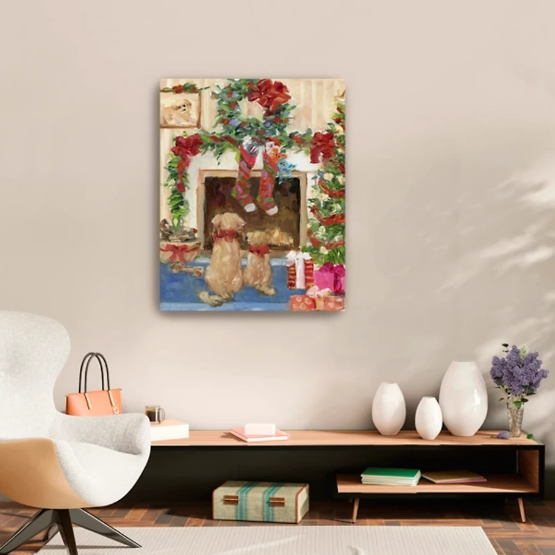 Santa Watch Puppies Canvas Art Print, 24x30