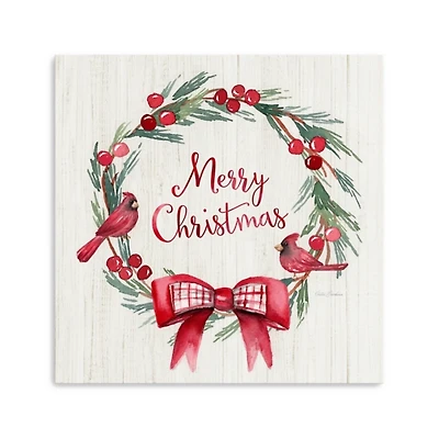Merry Christmas Bow Wreath Canvas Art Print