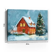 Christmas Red Cabin Canvas Art Print