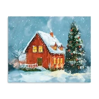 Christmas Red Cabin Canvas Art Print