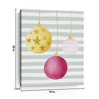 Ornaments and Stripes Christmas Canvas Art Print