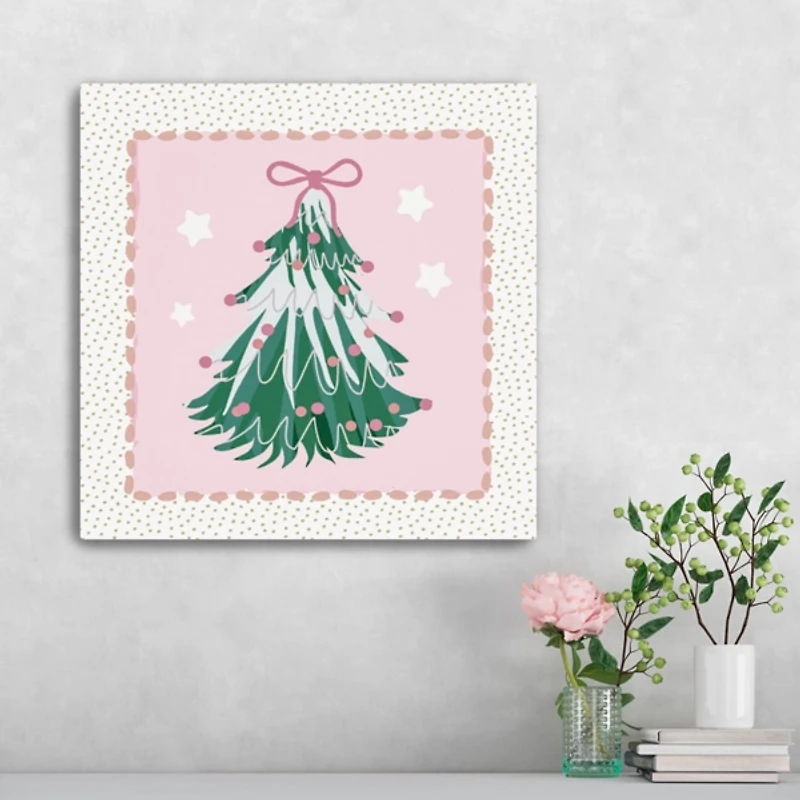 Pink Christmas Tree Canvas Art Print