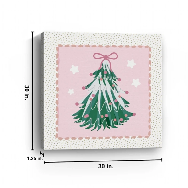 Pink Christmas Tree Canvas Art Print, 30x30