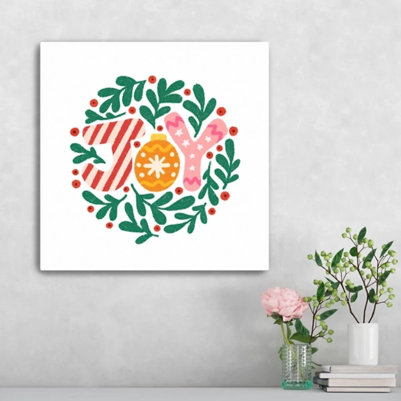 Pink Joy Christmas Canvas Art Print