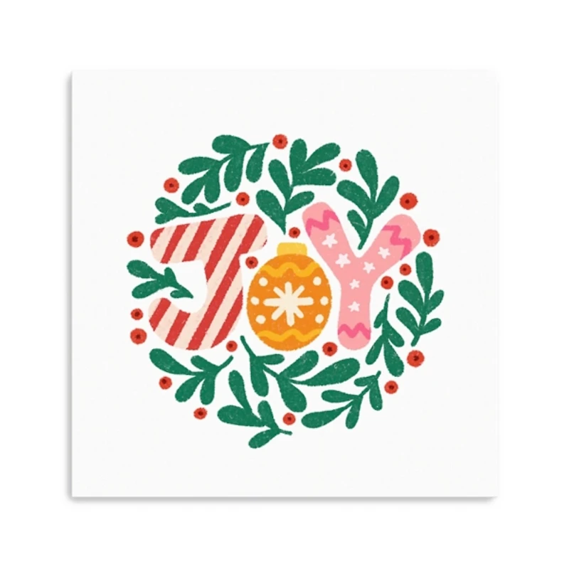 Pink Joy Christmas Canvas Art Print, 30x30