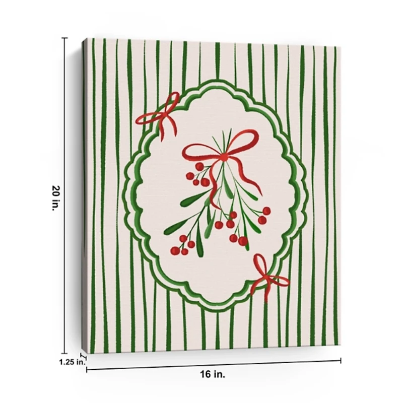 Christmas Mistletoe Stripe Canvas Art Print, 16x20