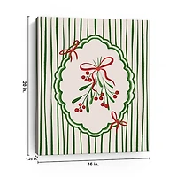 Christmas Mistletoe Stripe Canvas Art Print, 16x20