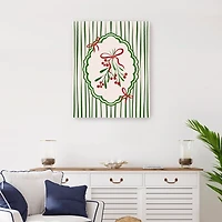 Christmas Mistletoe Stripe Canvas Art Print, 24x30