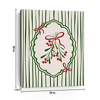 Christmas Mistletoe Stripe Canvas Art Print, 24x30
