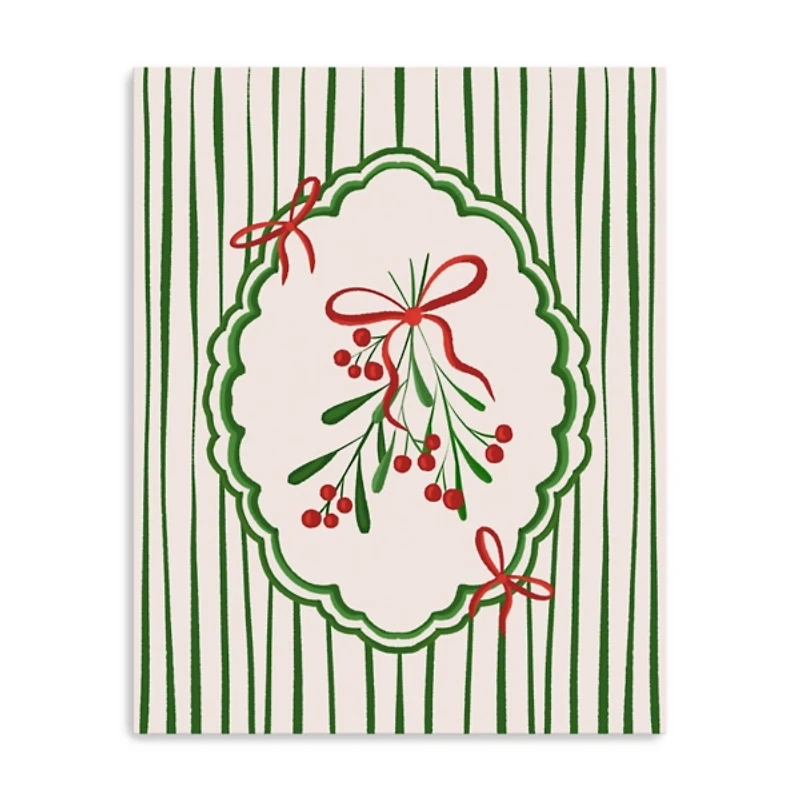 Christmas Mistletoe Stripe Canvas Art Print, 24x30