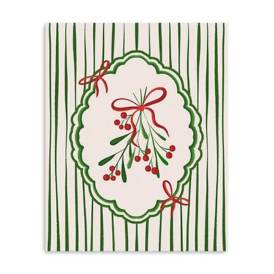 Christmas Mistletoe Stripe Canvas Art Print, 24x30