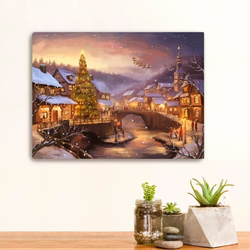 Silent Night Village Christmas Canvas Print