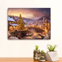 Silent Night Village Christmas Canvas Print