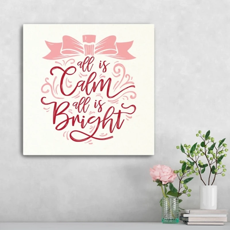 Calm and Bright Bow Christmas Canvas Art Print