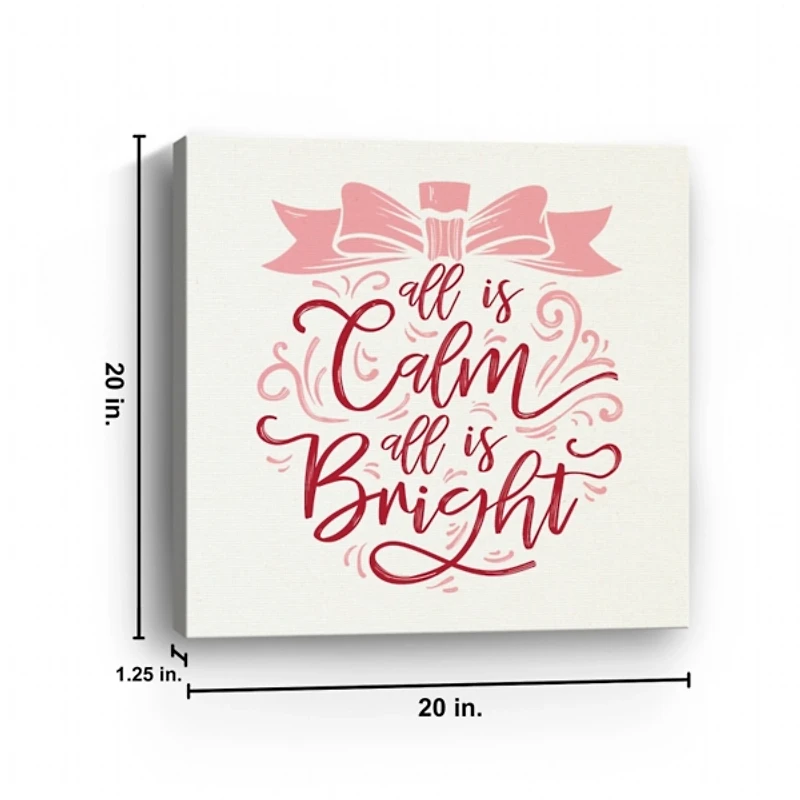 Calm and Bright Bow Christmas Canvas Art Print