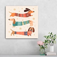 Dachshund Sweaters Christmas Canvas Art Print