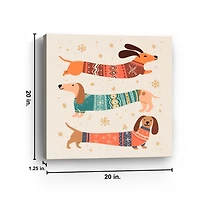 Dachshund Sweaters Christmas Canvas Art Print