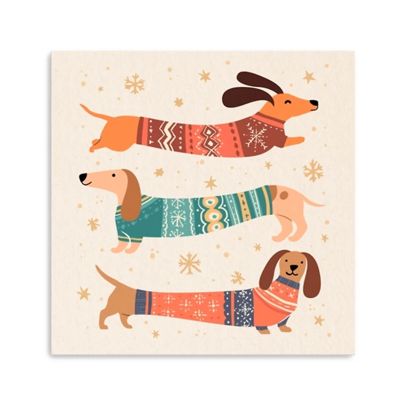 Dachshund Sweaters Christmas Canvas Art Print