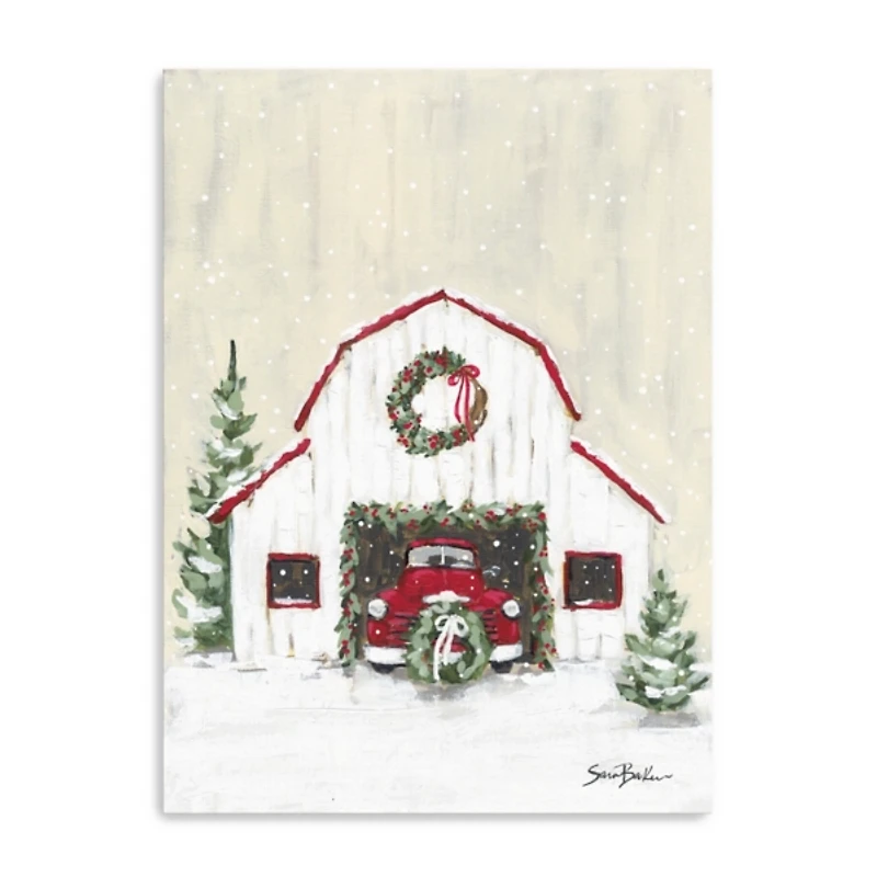 Farmhouse Snowy Barn Canvas Art Print