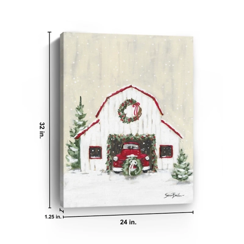 Farmhouse Snowy Barn Canvas Art Print, 24x32