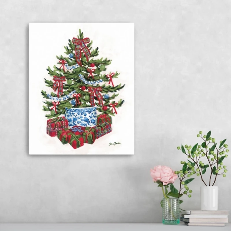 Chinoiserie Christmas Tree Canvas Art Print, 16x20