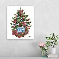 Chinoiserie Christmas Tree Canvas Art Print, 16x20