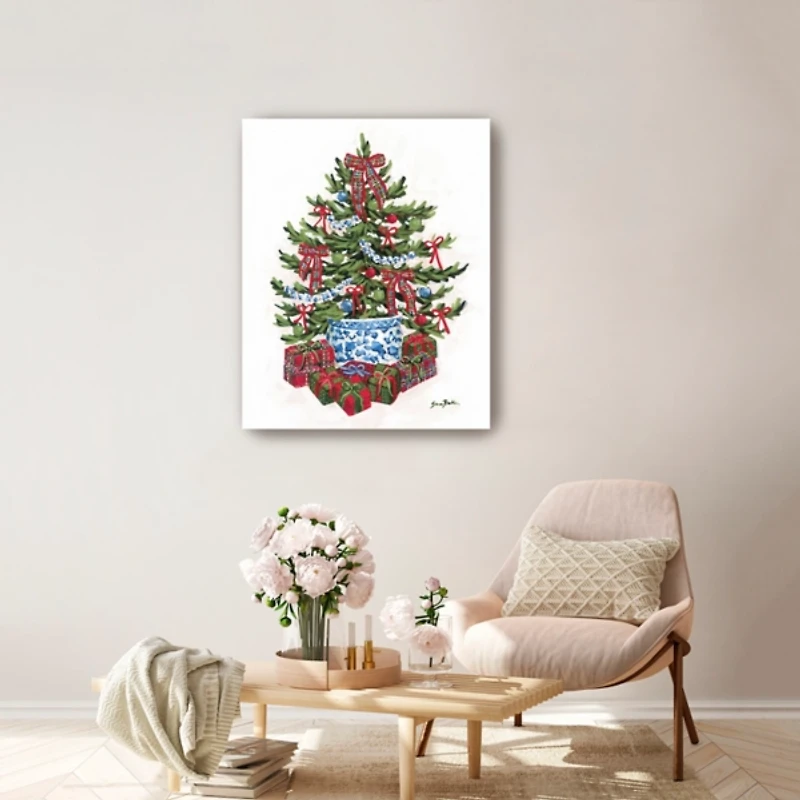 Chinoiserie Christmas Tree Canvas Art Print, 24x30