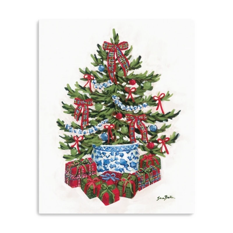 Chinoiserie Christmas Tree Canvas Art Print, 24x30