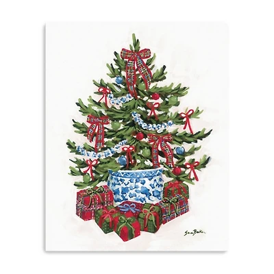 Chinoiserie Christmas Tree Canvas Art Print, 24x30