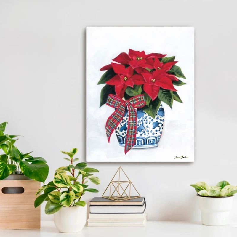 Chinoiserie Poinsettia Canvas Art Print, 16x20