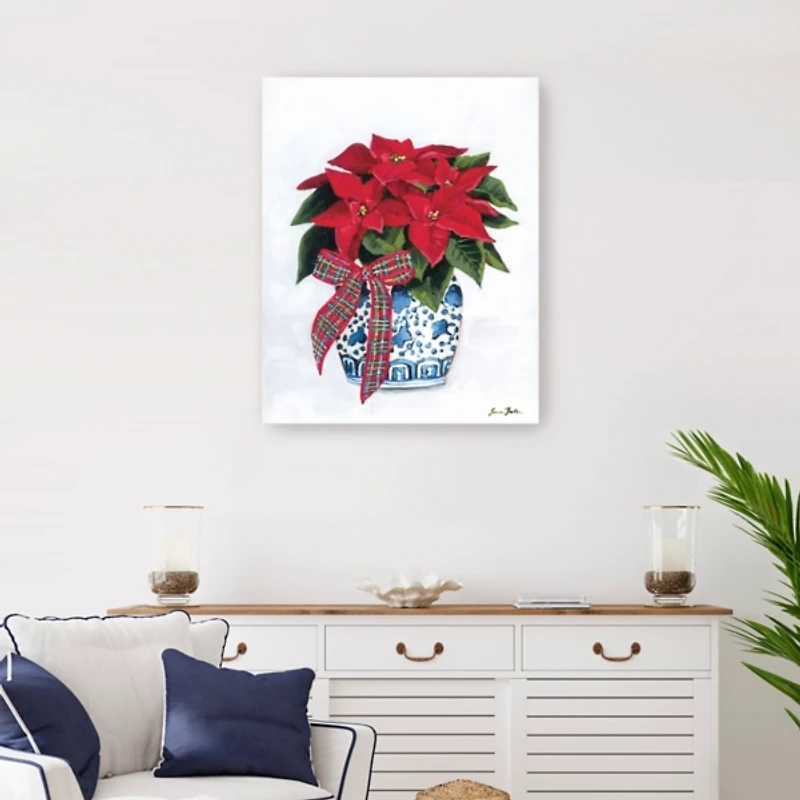 Chinoiserie Poinsettia Canvas Art Print, 24x30