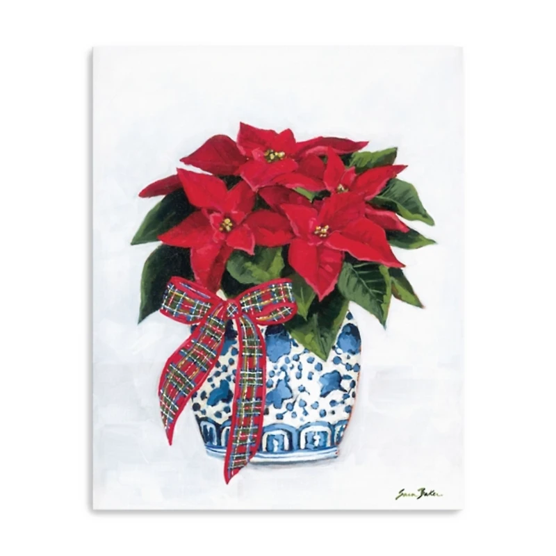 Chinoiserie Poinsettia Canvas Art Print, 24x30