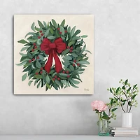 Eucalyptus Bow Wreath Christmas Canvas Art Print