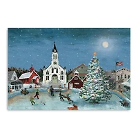 Christmas Moon Village Canvas Art Print