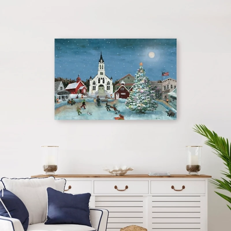 Christmas Moon Village Canvas Art Print, 36x24
